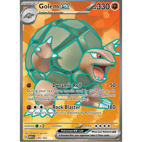 Golem EX 189/165 SV 151 Full Art Secret Rare Holo Pokemon Card NEAR MINT TCG
