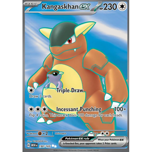 Kangaskhan EX 190/165 SV 151 Full Art Secret Rare Holo Pokemon Card NEAR MINT TCG