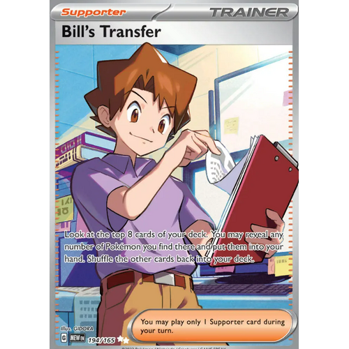Bill's Transfer 194/165 SV 151 Full Art Secret Rare Holo Pokemon Card NEAR MINT TCG