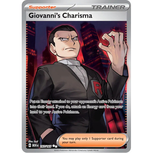 Giovanni's Charisma 197/165 SV 151 Full Art Secret Rare Holo Pokemon Card NEAR MINT TCG