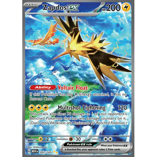 Zapdos EX 202/165 SV 151 Special Illustration Rare Holo Pokemon Card NEAR MINT TCG