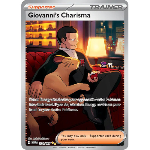 Giovanni's Charisma 204/165 SV 151 Special Illustration Rare Holo Pokemon Card NEAR MINT TCG