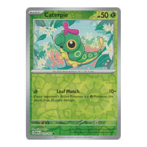 Caterpie 010/165 SV 151 Reverse Holo Common Pokemon Card NEAR MINT TCG