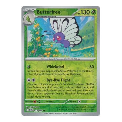 Butterfree 012/165 SV 151 Reverse Holo Uncommon Pokemon Card NEAR MINT TCG