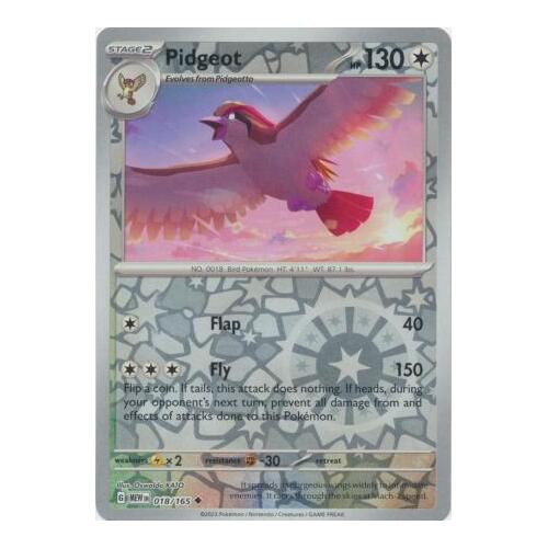 Pidgeot 018/165 SV 151 Reverse Holo Uncommon Pokemon Card NEAR MINT TCG