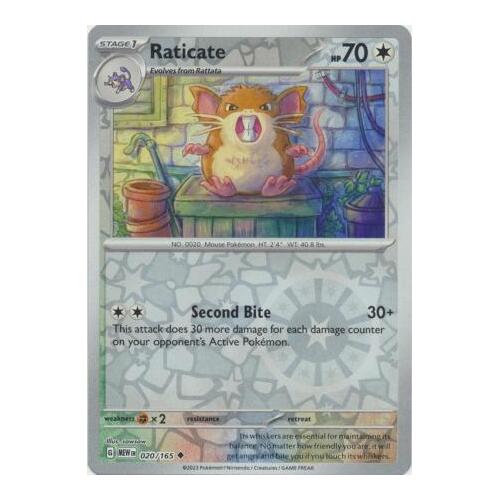 Raticate 020/165 SV 151 Reverse Holo Uncommon Pokemon Card NEAR MINT TCG