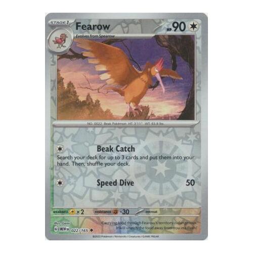 Fearow 022/165 SV 151 Reverse Holo Uncommon Pokemon Card NEAR MINT TCG
