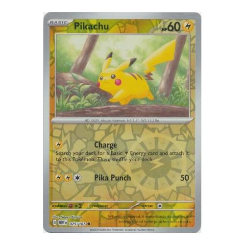 Pikachu 025/165 SV 151 Reverse Holo Common Pokemon Card NEAR MINT TCG