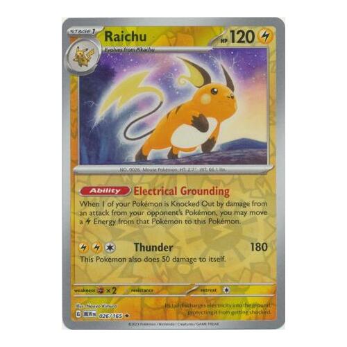 Raichu 026/165 SV 151 Reverse Holo Rare Pokemon Card NEAR MINT TCG