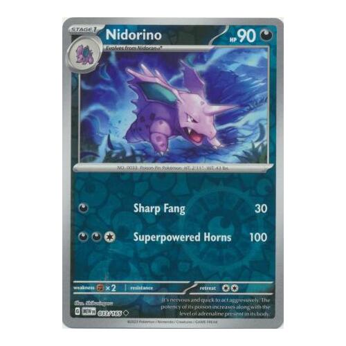Nidorino 033/165 SV 151 Reverse Holo Uncommon Pokemon Card NEAR MINT TCG