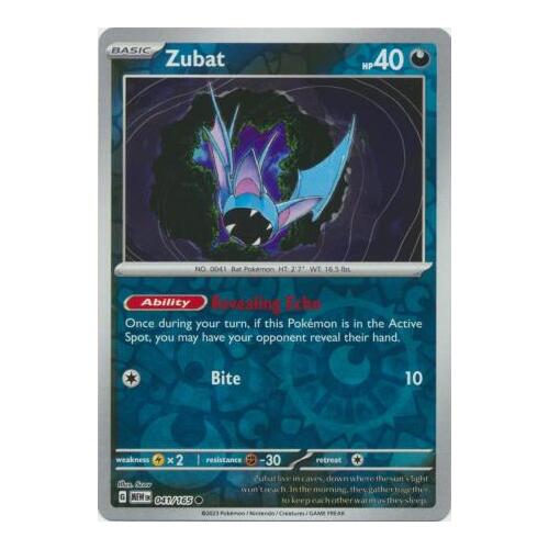 Zubat 041/165 SV 151 Reverse Holo Common Pokemon Card NEAR MINT TCG