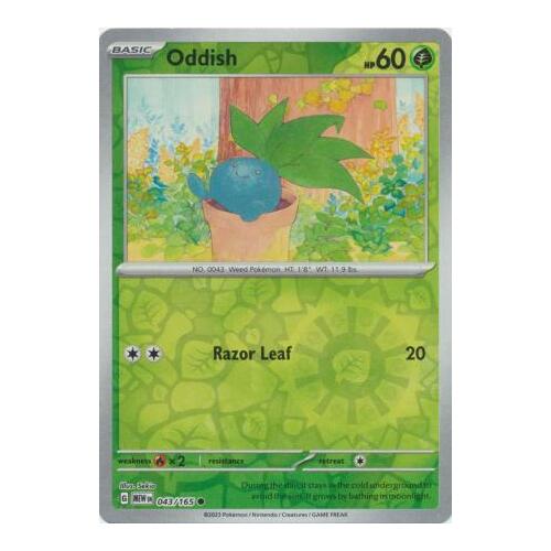 Oddish 043/165 SV 151 Reverse Holo Common Pokemon Card NEAR MINT TCG