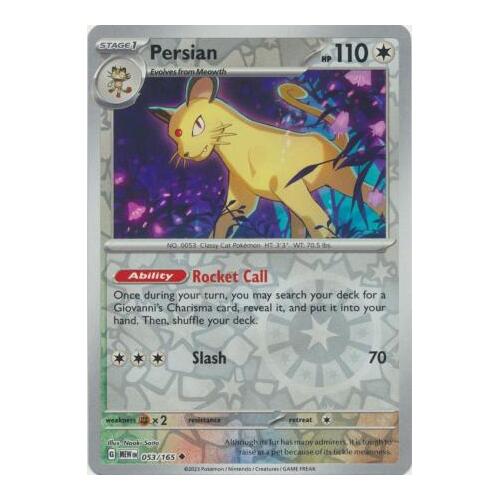 Persian 053/165 SV 151 Reverse Holo Uncommon Pokemon Card NEAR MINT TCG