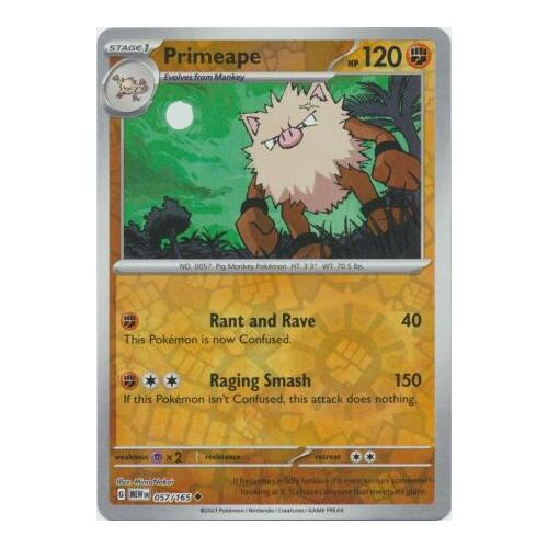 Primeape 057/165 SV 151 Reverse Holo Uncommon Pokemon Card NEAR MINT TCG