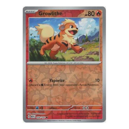 Growlithe 058/165 SV 151 Reverse Holo Common Pokemon Card NEAR MINT TCG