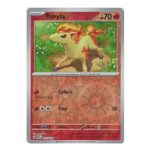 Ponyta 077/165 SV 151 Reverse Holo Common Pokemon Card NEAR MINT TCG
