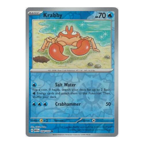 Krabby 098/165 SV 151 Reverse Holo Common Pokemon Card NEAR MINT TCG