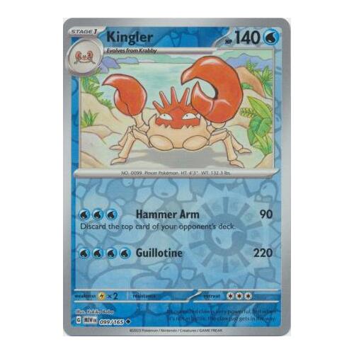 Kingler 099/165 SV 151 Reverse Holo Uncommon Pokemon Card NEAR MINT TCG
