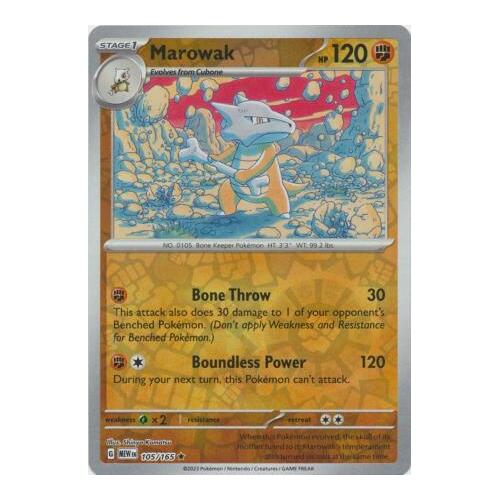 Marowak 105/165 SV 151 Reverse Holo Rare Pokemon Card NEAR MINT TCG