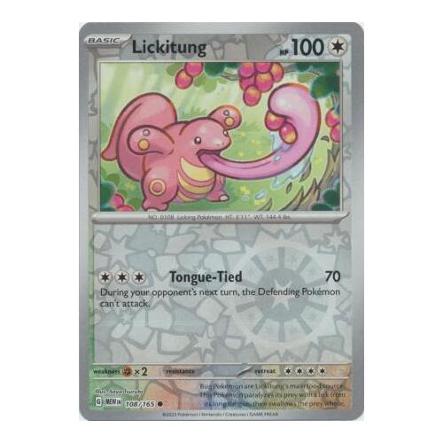 Lickitung 108/165 SV 151 Reverse Holo Common Pokemon Card NEAR MINT TCG