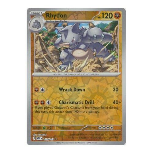 Rhydon 112/165 SV 151 Reverse Holo Uncommon Pokemon Card NEAR MINT TCG