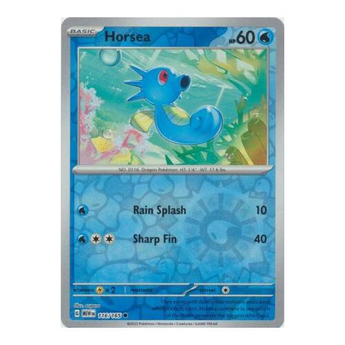 Horsea 116/165 SV 151 Reverse Holo Common Pokemon Card NEAR MINT TCG