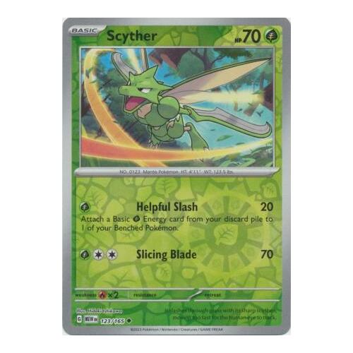 Scyther 123/165 SV 151 Reverse Holo Uncommon Pokemon Card NEAR MINT TCG