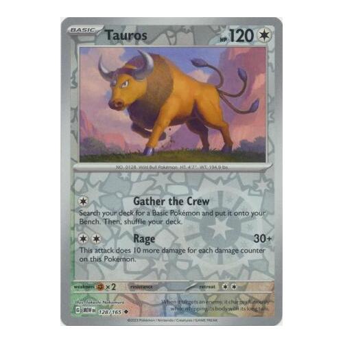 Tauros 128/165 SV 151 Reverse Holo Uncommon Pokemon Card NEAR MINT TCG