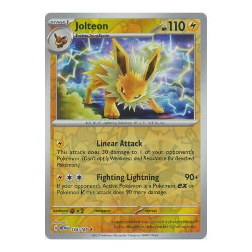 Jolteon 135/165 SV 151 Reverse Holo Rare Pokemon Card NEAR MINT TCG