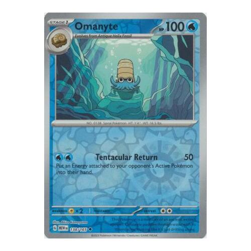 Omanyte 138/165 SV 151 Reverse Holo Uncommon Pokemon Card NEAR MINT TCG