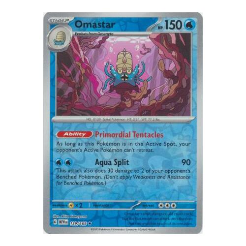Omastar 139/165 SV 151 Reverse Holo Rare Pokemon Card NEAR MINT TCG
