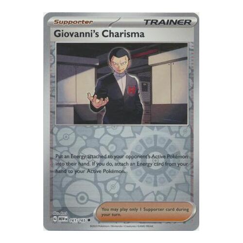 Giovanni's Charisma 161/165 SV 151 Reverse Holo Uncommon Pokemon Card NEAR MINT TCG