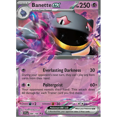 Banette ex 088/198 Scarlet and Violet Base Set Holo Ultra Rare Pokemon Card NEAR MINT TCG