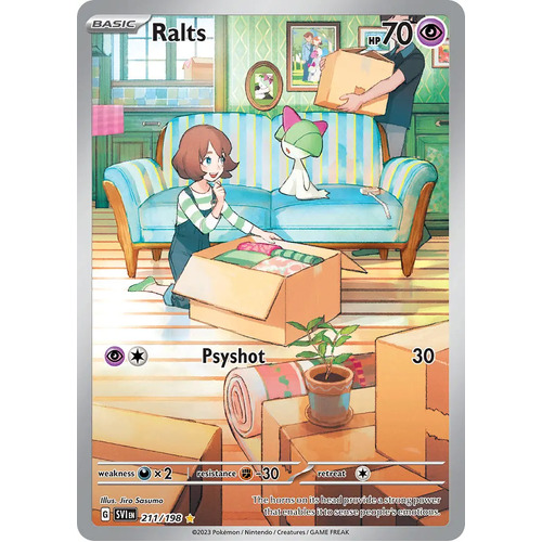 Ralts 211/198 Scarlet and Violet Base Set Illustration Rare Holo Pokemon Card NEAR MINT TCG