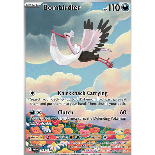 Bombirdier 219/198 Scarlet and Violet Base Set Illustration Rare Holo Pokemon Card NEAR MINT TCG