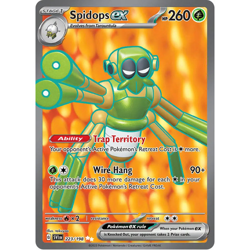 Spidops ex 223/198 Scarlet and Violet Base Set Full Art Holo Secret Rare Pokemon Card NEAR MINT TCG