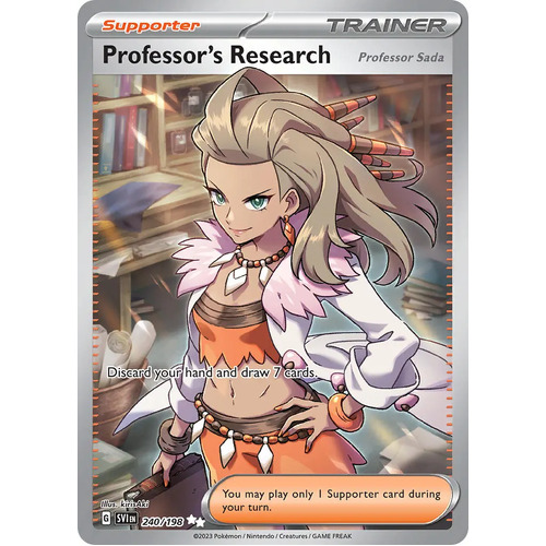 Professor's Research (Professor Sada) 240/198 Scarlet and Violet Base Set Full Art Holo Secret Rare Pokemon Card NEAR MINT TCG