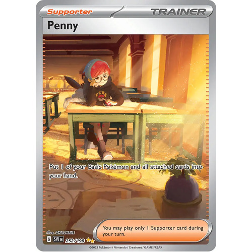 Penny 252/198 Scarlet and Violet Base Set Special Illustration Rare Holo Pokemon Card NEAR MINT TCG