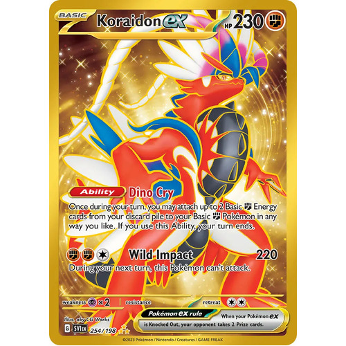 Koraidon ex 254/198 Scarlet and Violet Base Set Gold Secret Rare Holo Pokemon Card NEAR MINT TCG