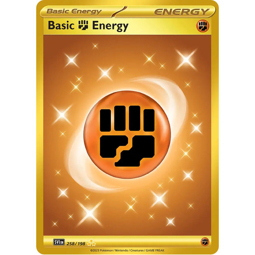 Fighting Energy 258/198 Scarlet and Violet Base Set Gold Secret Rare Holo Pokemon Card NEAR MINT TCG