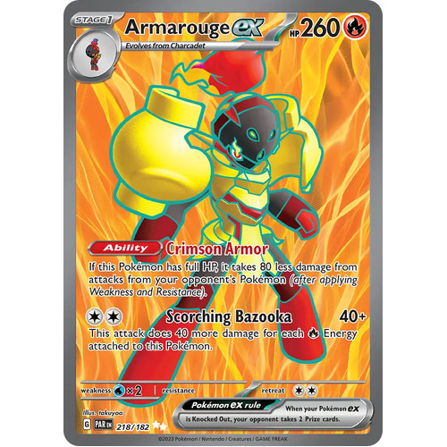Armarouge EX 218/182 SV Paradox Rift Full Art Secret Rare Pokemon Card NEAR MINT TCG