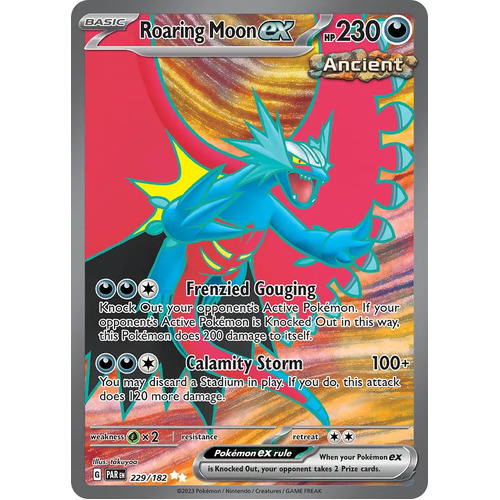 Roaring Moon EX 229/182 SV Paradox Rift Full Art Secret Rare Pokemon Card NEAR MINT TCG