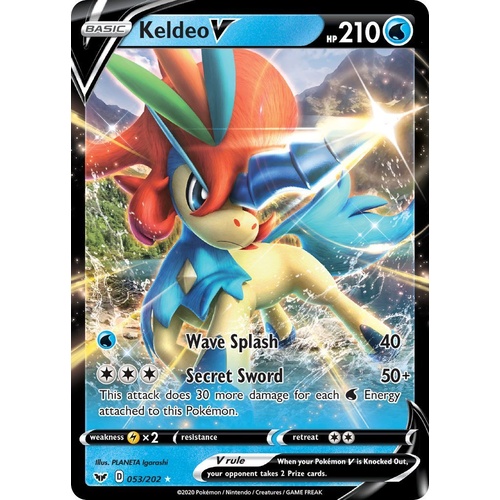 Keldeo V 53/202 SWSH Base Set Holo Ultra Rare Pokemon Card NEAR MINT TCG