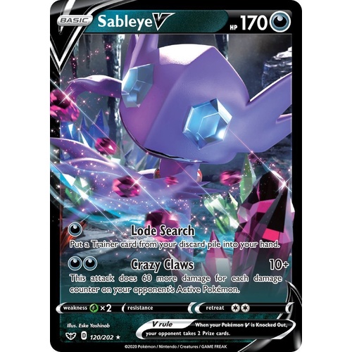 Sableye V 120/202 SWSH Base Set Holo Ultra Rare Pokemon Card NEAR MINT TCG