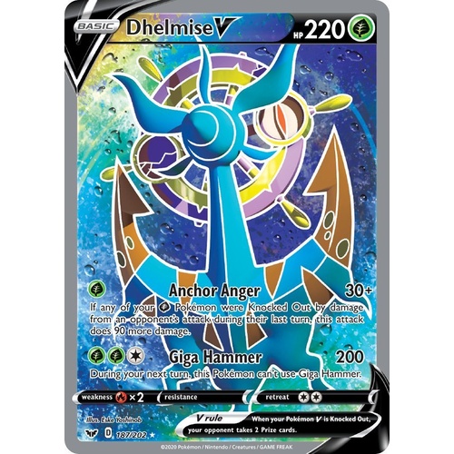 Dhelmise V 187/202 SWSH Base Set Holo Ultra Rare Full Art Pokemon Card NEAR MINT TCG