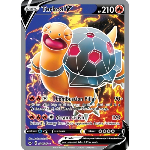 Torkoal V 188/202 SWSH Base Set Holo Ultra Rare Full Art Pokemon Card NEAR MINT TCG