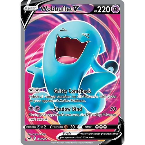 Wobbuffet V 191/202 SWSH Base Set Holo Ultra Rare Full Art Pokemon Card NEAR MINT TCG