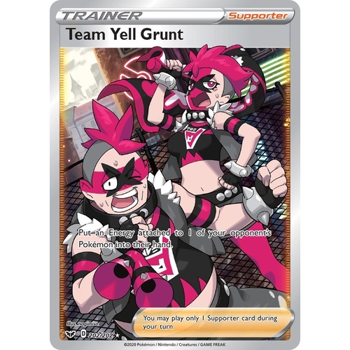 Team Yell Grunt 202/202 SWSH Base Set Holo Ultra Rare Full Art Pokemon Card NEAR MINT TCG