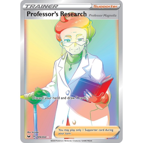 Professor's Research 209/202 SWSH Base Set Holo Hyper Rainbow Rare Full Art Pokemon Card NEAR MINT TCG