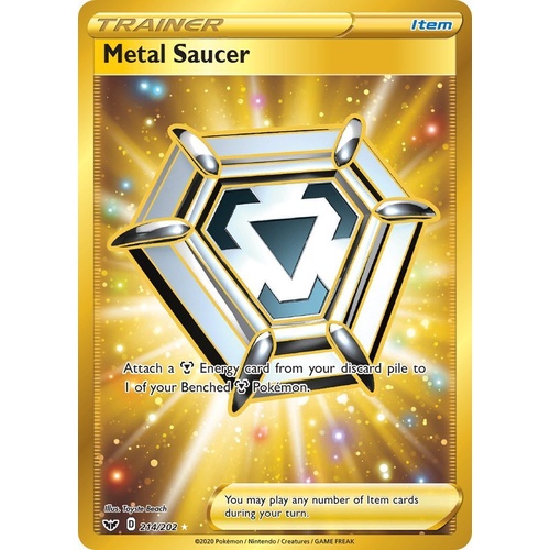 Metal Saucer 214/202 SWSH Base Set Holo Secret Rare Full Art Pokemon Card NEAR MINT TCG